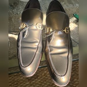 Dolce & Gabbana Patent Leather Bronze Grey Gold Loafer Slip Ons